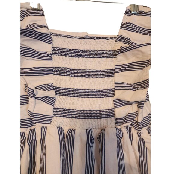 Andy and Evan White and Navy Blue Stripe Dress with Ruffles - Picture 3 of 6